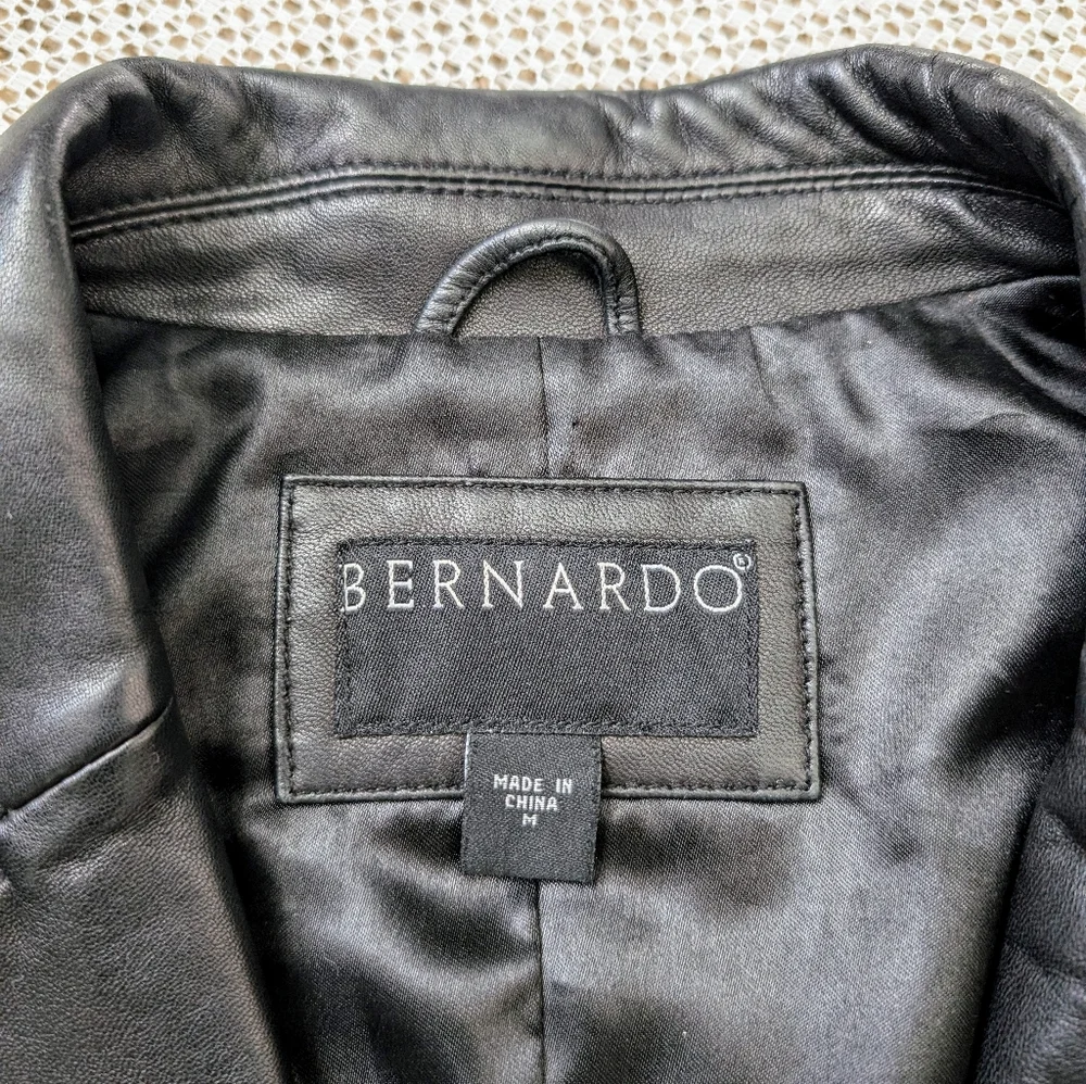 Bernardo Moto Leather Jacket Black Fitted Modern - Picture 4 of 7